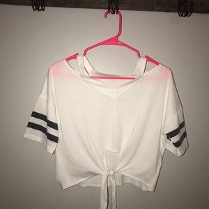 White crop knot shirt
